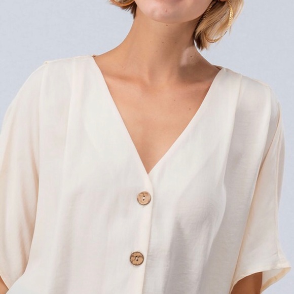 Ivory Button Down Top - Picture 2 of 3